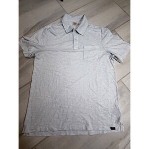 Faherty Mens Slub Knit Pocket Polo Shirt Heather White Grey MKU2608-WHT Size M